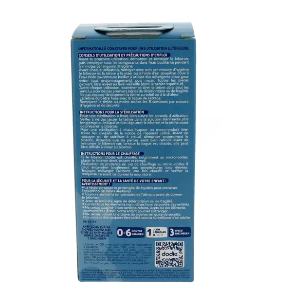Dodie Initiation+ Biberon TÉtine 3vitesses DÉbit 1 Lagoon Valentin 150ml