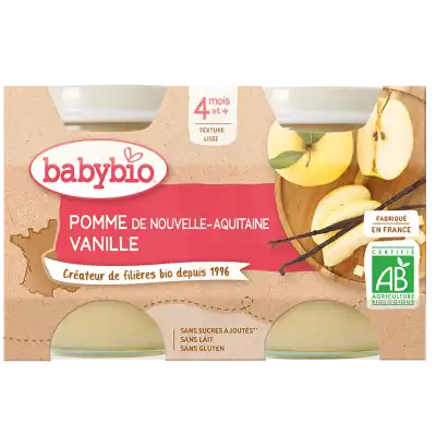 Babybio Aliment Infantile Pomme Vanille 2pots/130g à Angers
