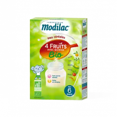 Modilac Céréales Farine 4 Fruits Quinoa Bio à Partir De 6 Mois B/230g à SEYNOD