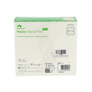 Mepilex Border Flex Carre Pans Hydrocellulaire AdhÉsif StÉrile SiliconÉ 10x10cm B/16