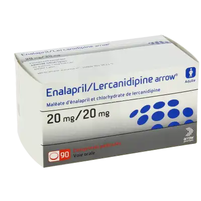 Enalapril/lercanidipine Arrow 20 Mg/20 Mg, Comprimé Pelliculé à Casteljaloux