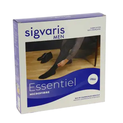 Sigvaris Essentiel Microfibre Bas Auto-fixants  Homme Classe 2 Noir Small Normal à POITIERS
