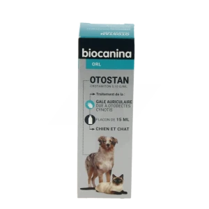 Otostan Biocanina 0,10g/ml Solution Auriculaire En Gouttes Pour Chiens Et Chats, Solution Auriculaire En Gouttes