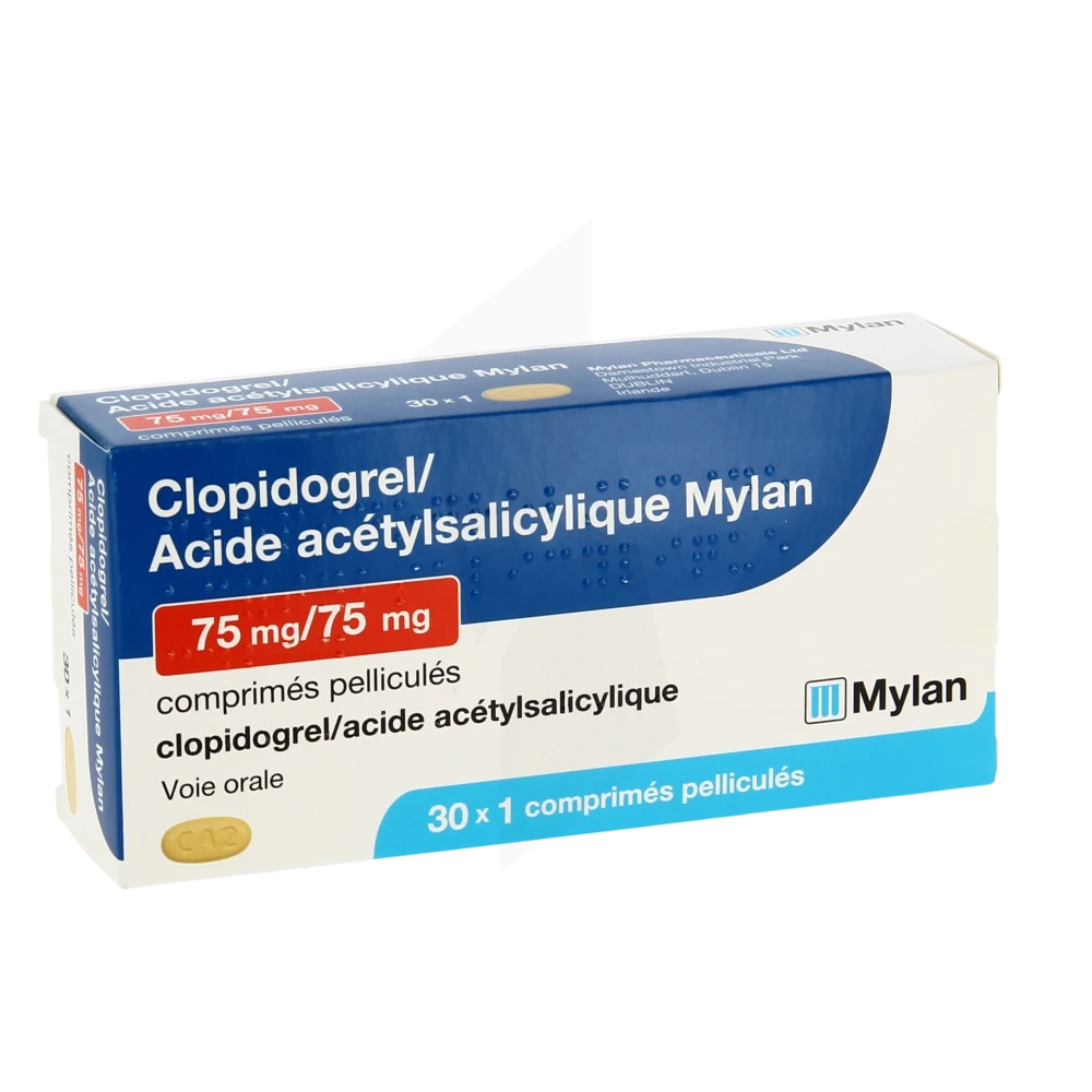 Clopidogrel/acide Acetylsalicylique Mylan 75 Mg/75 Mg, Comprimé Pelliculé
