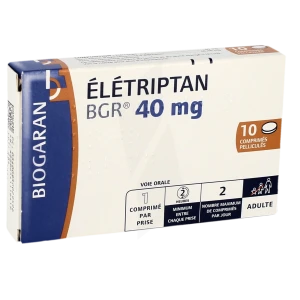 Eletriptan Bgr 40 Mg, Comprimé Pelliculé