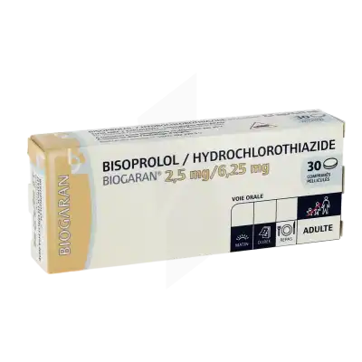 Bisoprolol/hydrochlorothiazide Biogaran 2,5 Mg/6,25 Mg, Comprimé Pelliculé à Clermont-Ferrand