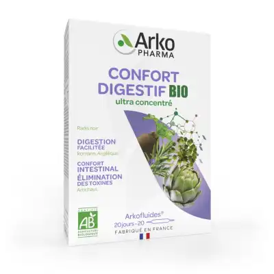 Arkofluide Bio Ultraextract Solution Buvable Confort Digestif 20 Ampoules/10ml à SOUILLAC