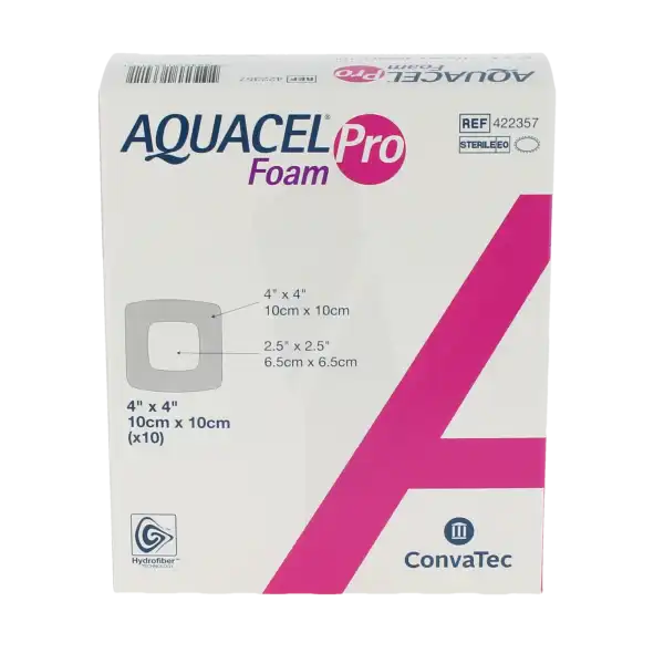 Aquacel Foam Pro Pans Hydrocellulaire Adhésif Stérile 10x10cm B/10