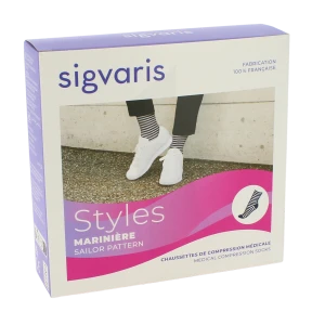 Sigvaris Styles Marinière Chaussette Classe 2 Femme Ecru/blanc Normal M