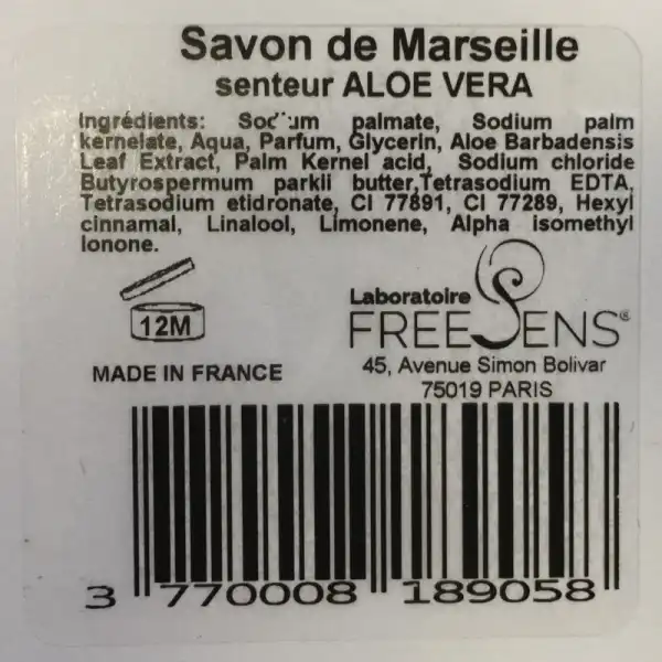 Freesens Savon Liquide De Marseille Aloe Vera 100g