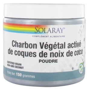 Solaray Charbon VÉgÉtal ActivÉ De Coques De Noix De Coco Poudre 150 G