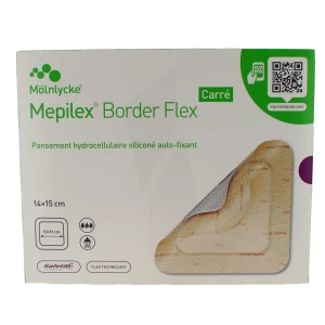 Mepilex Border Flex Carré Pansement Hydrocellulaire Adhésif Stérile Siliconé 14x15cm B/16