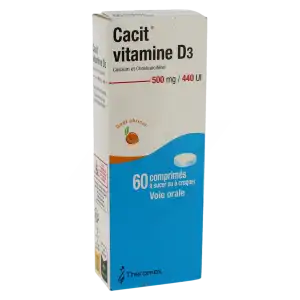 Cacit Vitamine D3 500 Mg/440 Ui, Comprimé à Sucer Ou à Croquer à AUBEVOYE