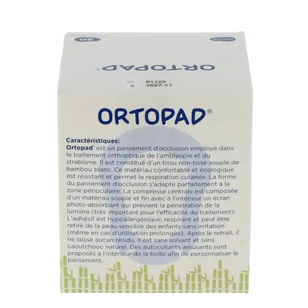 Ortopad Pansement Ophtalmique Junior Blanc B/50