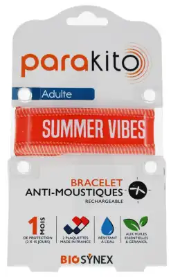 Parakito Good Vibes Bracelet Rechargeable Anti-moustique Adulte Orange B/2 à NOROY-LE-BOURG