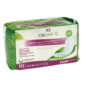 Organyc Fuites Urinaires Serviette Jetable Coton Bio Extra Sachet/10