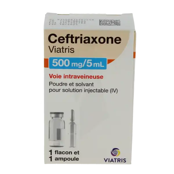 Ceftriaxone Viatris 500 Mg/5 Ml, Poudre Et Solvant Pour Solution Injectable (iv)