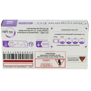 Olanzapine Eg 10 Mg, Comprimé Pelliculé