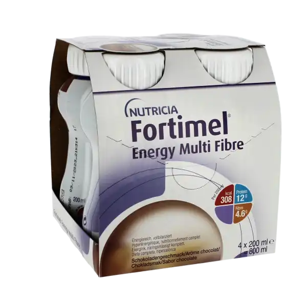 Fortimel Energy Multi Fibre Nutriment Chocolat 4 Bouteilles/200ml