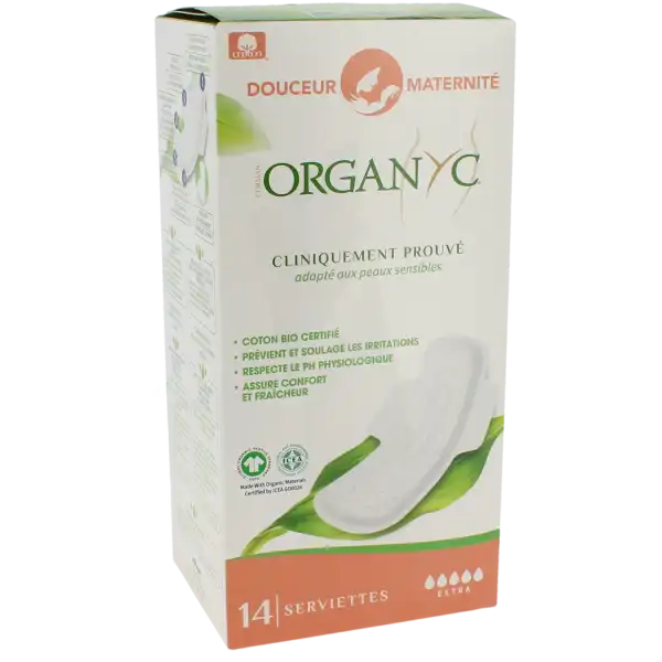 Organyc Serviette Périodique Coton Bio Douceur Maternité Sachet/14