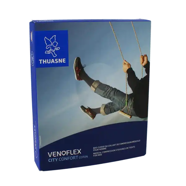 Thuasne Venoflex City 2 Bas Antiglisse Confort Homme Coton - Noir T2n