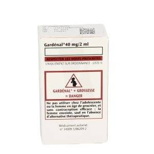 Gardenal 40 Mg/2 Ml, Poudre Et Solvant Pour Solution Injectable