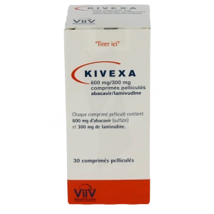 Kivexa 600 Mg/300 Mg, Comprimé Pelliculé