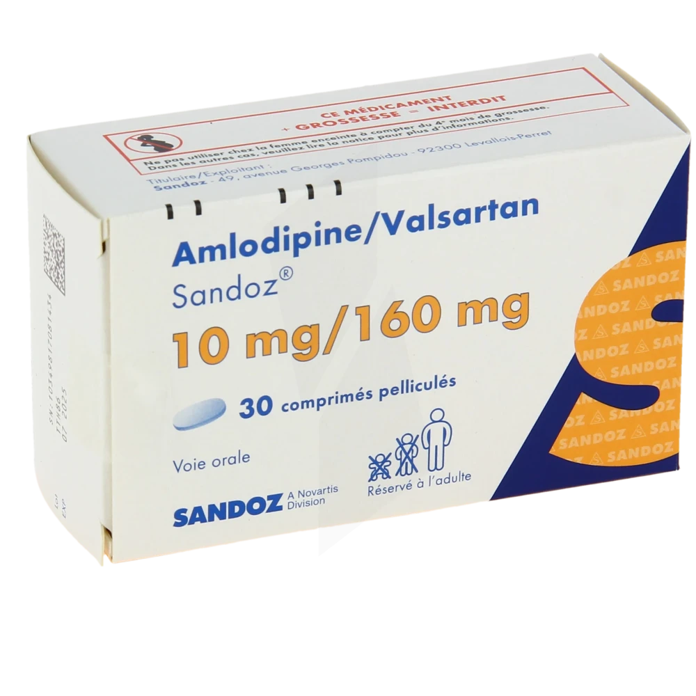Amlodipine/valsartan Sandoz 10 Mg/160 Mg, Comprimé Pelliculé