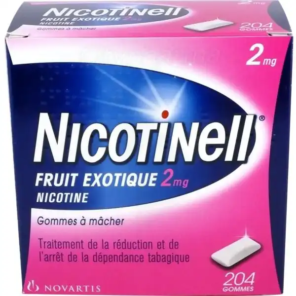 Nicotinell Fruit Exotique 2 Mg, Gomme à Mâcher Médicamenteuse