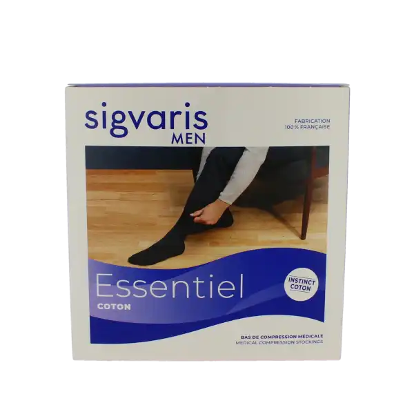 Sigvaris Essentiel Instinct Coton Bas Auto-fixants Classe 3 Homme Noir Normal L