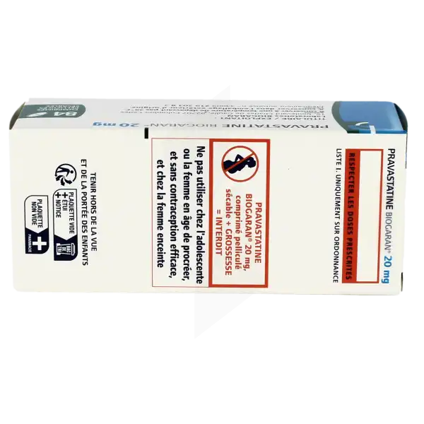 Pravastatine Biogaran 20 Mg, Comprimé Pelliculé Sécable