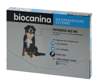 Biocanina Fiprodog 402mg Solution pour Spot-on 3 Pipettes/4,02ml