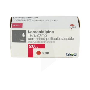 Lercanidipine Teva 20 Mg, Comprimé Pelliculé Sécable