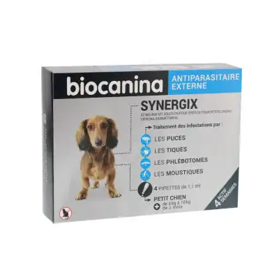 Biocanina Synergix 67mg/600mg Solution Pour Spot-on Petit Chien 4 Pipettes/1,1ml à MARSEILLE