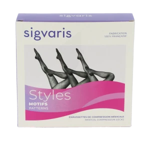 Sigvaris Styles Motifs Plumetis Chaussette Classe 2 Femme Noir Normal M