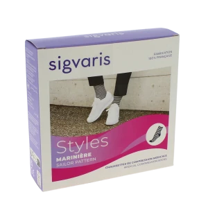 Sigvaris Styles Marinière Chaussette Classe 2 Femme Ecru/blanc Long S