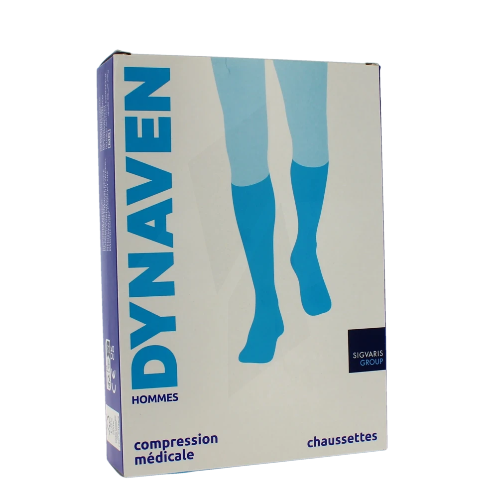 Sigvaris Dynaven Semi-opaque Fin Chaussette Classe 3 Homme Noir Long L