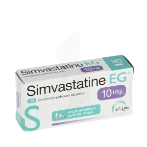 Simvastatine Eg 10 Mg, Comprimé Pelliculé Sécable