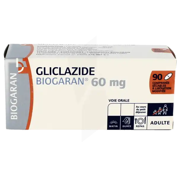 Gliclazide Biogaran 60 Mg, Comprimé Sécable à Libération Modifiée