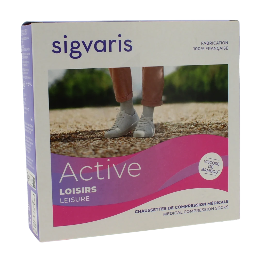 Sigvaris Active Loisirs Chaussette Classe 2 Femme Bleu Jean Long S