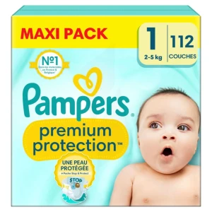 Pampers Couches Bébé Premium Protection 2 - 5 Kg Taille 1 Paquet/112