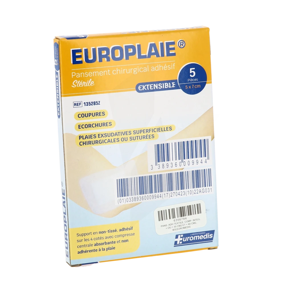 Euromedis Pans Stérile Avec Compresse 5x7,2cm B/5