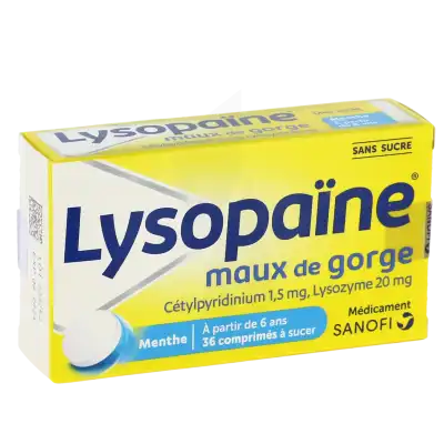 LysopaÏne Maux De Gorge Cetylpyridinium Lysozyme Sans Sucre, Comprimé à Sucer édulcoré Au Sorbitol Et à La Saccharine à Saint-Avold
