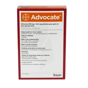 Advocate 250 Mg + 62,5 Mg Solution Pour Spot-on Pour Grands Chiens, Solution Pour Spot-on