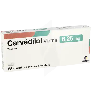 CARVEDILOL VIATRIS 6,25 mg, comprimé pelliculé sécable