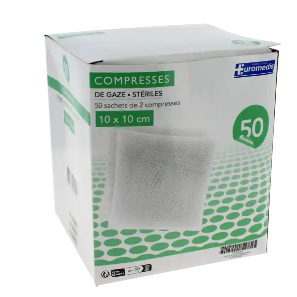 Euromedis Compr St Gaze 10x10cm 50sach/2
