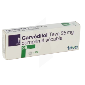 Carvedilol Teva 25 Mg, Comprimé Sécable