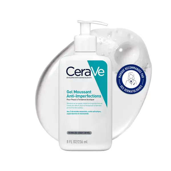 Cerave Gel Moussant Anti-imperfections à L'acide Salicylique Et Aux 3 Céramides Essentiels Flacon Pompe/236ml