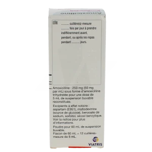 Amoxicilline Viatris 250 Mg/5 Ml, Poudre Pour Suspension Buvable