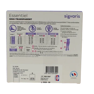 Sigvaris Essentiel Diaphane Semi-transparent Chaussette Pied Ouvert Classe 2 Femme Naturel Normal Xl